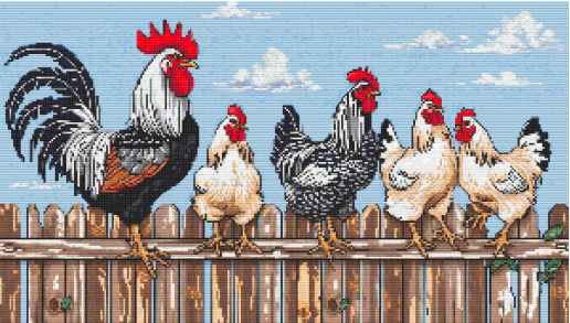 Country Cluckers Cross Stitch Pattern