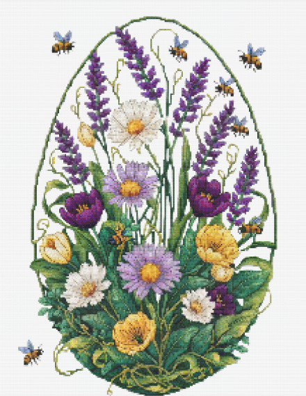 Easter Wreath Cross Stitch Pattern